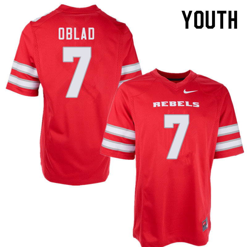 Youth #7 Kenyon Oblad UNLV Rebels College Football Jerseys Sale-Red - Click Image to Close